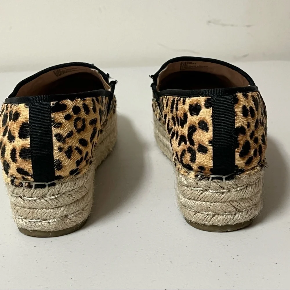 Steve Madden Alexia Leopard Print Calf Hair Platform Espadrille Flat size 9.5M